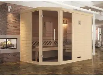 Hornbach Massivholzsauna weka kemi eck gtf gr.2 inkl. 7,5 kw ofen u.digitaler steuerung mit fenster und graphitfarbiger ganzglastüre Angebot