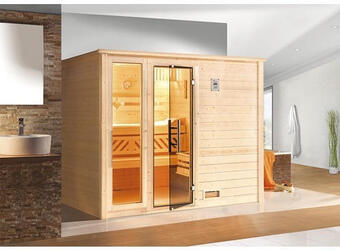 Hornbach Massivholzsauna weka bergen gtf gr.3 inkl. 7,5 kw ofen u.digitaler steuerung mit fenster und graphitfarbiger ganzglastüre Angebot