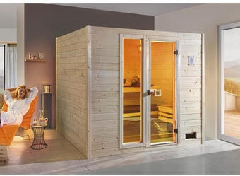 Hornbach Massivholzsauna weka valida gtf gr.4 inkl. 9 kw ofen u.integr.steuerung mit fenster und ganzglastüre aus klarglas Angebot