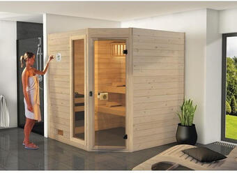 Hornbach Massivholzsauna weka valida eck gtf gr.2 inkl. 9 kw ofen u.integr.steuerung mit fenster und ganzglastüre aus klarglas Angebot