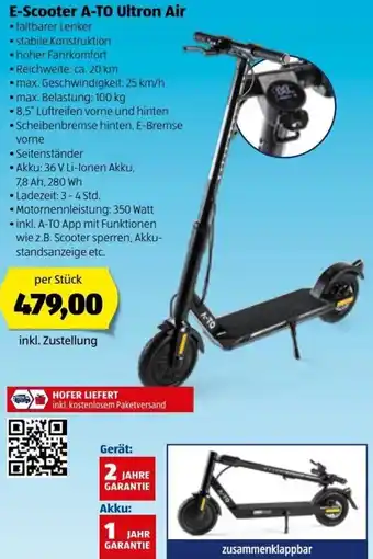Hofer E-Scooter A-To Ultron Air Angebot