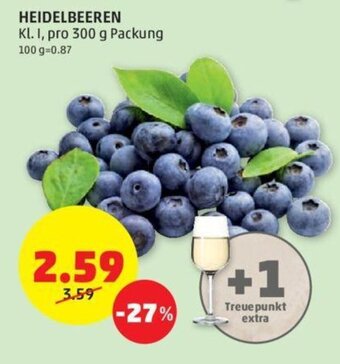 PENNY HEIDELBEEREN Kl. I, pro 300 g Packung Angebot