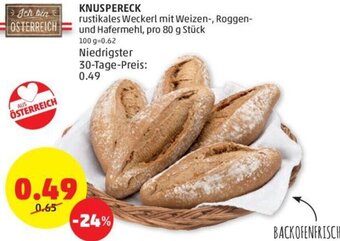 KNUSPERECK rustikales Weckerl mit Weizen-, Roggen-und Hafermehl, pro 80 g Stück