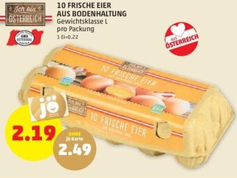 PENNY 10 FRISCHE EIER AUS BODENHALTUNG Gewichtsklasse L pro Packung Angebot