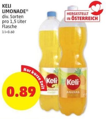 PENNY KELI LIMONADE* div. Sorten pro 1,5 Liter Flasche Angebot