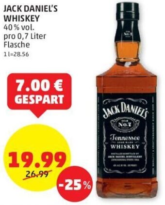PENNY JACK DANIEL'S WHISKEY 40% vol. pro 0,7 Liter Flasche Angebot