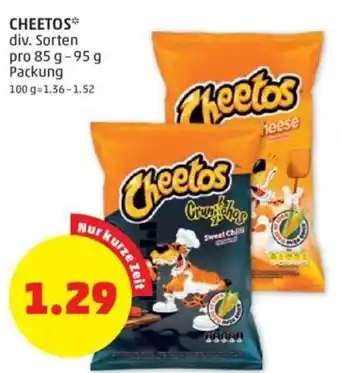 PENNY CHEETOS* div. Sorten pro 85 g -95 g Packung 100 g 1.36-1.52 Angebot