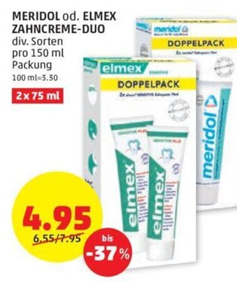 PENNY MERIDOL od. ELMEX ZAHNCREME-DUO div. Sorten pro 150 ml Packung Angebot