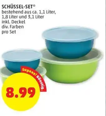 PENNY SCHÜSSEL-SET* beste 1,8 Liter und 3,1 Liter inkl. Deckel div. Farben pro Set Angebot