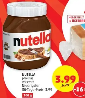 PENNY NUTELLA pro Glas 100 g=0.57 Angebot
