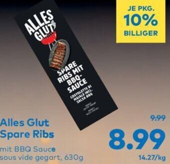 T&G Alles Glut Spare Ribs mit BBQ Sauce sous vide gegart, 630g Angebot