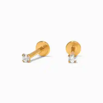 Claire's C luxe by claire's gold titanium cubic zirconia 2mm round flat back stud earrings Angebot