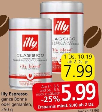 Spar Illy Espresso ganze Bohne oder gemahlen, 250 g Angebot