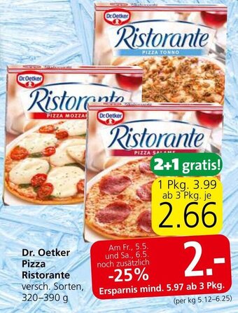 Spar Dr. Oetker Pizza Ristorante versch. Sorten, 320-390 g Angebot