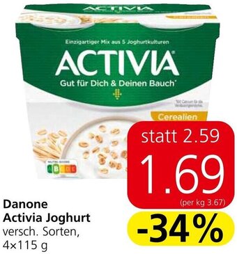 Spar Danone Activia Joghurt versch. Sorten, 4x115 g Angebot