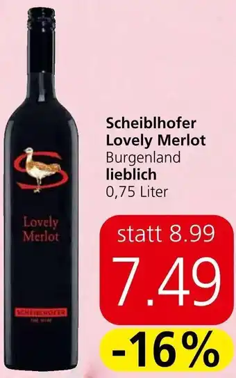 Spar Scheiblhofer Lovely Merlot Burgenland lieblich 0,75 Liter Angebot