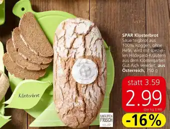 Spar SPAR Klosterbrot aus Österreich, 750 g Angebot