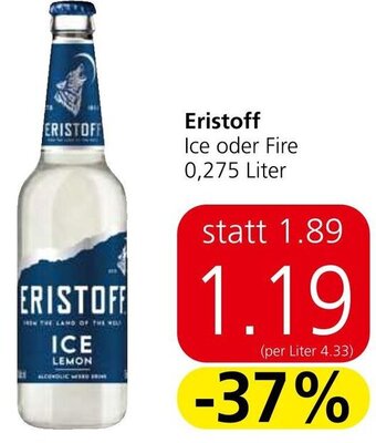 Spar Eristoff Ice oder Fire 0,275 Liter Angebot
