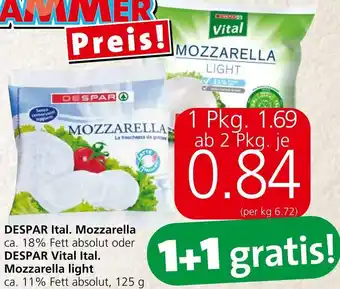 Spar DESPAR Ital. Mozzarella ca. 18% Fett absolut oder DESPAR Vital Ital. Mozzarella light 125 g Angebot