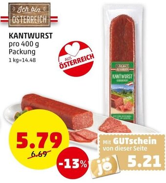 PENNY KANTWURST pro 400 g Packung Angebot