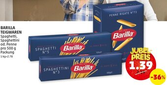 PENNY BARILLA TEIGWAREN Spaghetti, Spaghettini od. Penne pro 500 g Packung Angebot