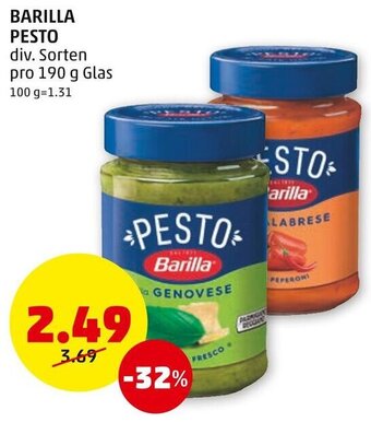 PENNY BARILLA PESTO div. Sorten pro 190 g Glas Angebot