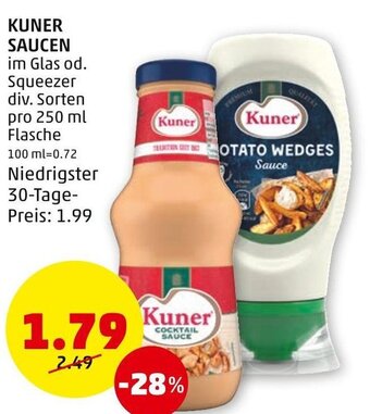 PENNY KUNER SAUCEN im Glas od. Squeezer div. Sorten pro 250 ml Flasche Angebot