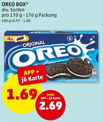 PENNY OREO BOX* div. Sorten pro 170 g-176 g Packung Angebot
