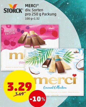 PENNY STORCK MERCI** div. Sorten pro 250 g Packung Angebot
