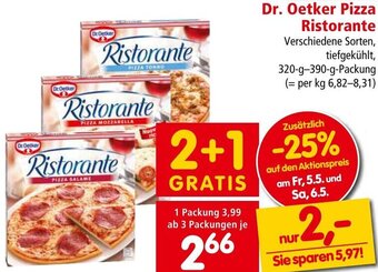 Interspar Dr. Oetker Pizza Ristorante Verschiedene Sorten, tiefgekühlt, 320-g-390-g-Packung Angebot