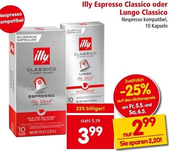 Interspar Illy Espresso Classico oder Lungo Classico Nespresso kompatibel, 10 Kapseln Angebot