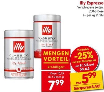 Interspar Illy Espresso Verschiedene Sorten, 250-g-Dose Angebot