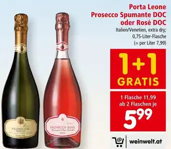 Interspar Porta Leone Prosecco Spumante DOC oder Rosé DOC 0,75 Liter Angebot