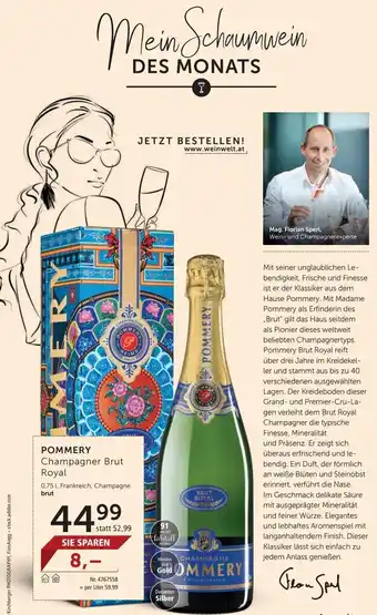 Interspar POMMERY Champagner Brut Royal 0,75 l, Frankreich, Champagne Angebot