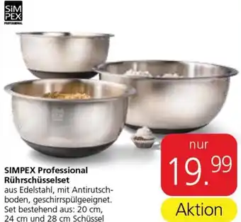 Eurospar SIMPEX Professional Rührschüsselset 20 cm, 24 cm und 28 cm Schüssel Angebot