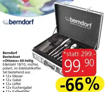 Eurospar Berndorf Besteckset >>Ottawa<< 60-teilig Edelstahl 18/10, rostfrei, poliert, im Edelstahlkoffer. Angebot