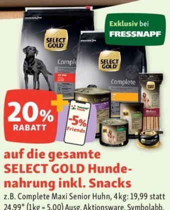 Fressnapf auf die gesamte SELECT GOLD Hunde-nahrung inkl. Snacks Angebot