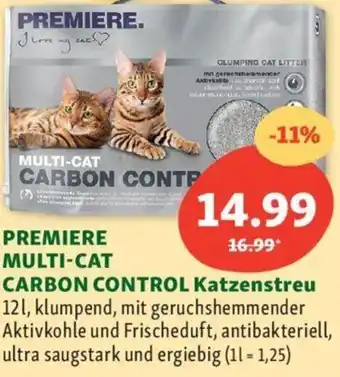 Fressnapf PREMIERE MULTI-CAT CARBON CONTROL Katzenstreu 12l, Angebot