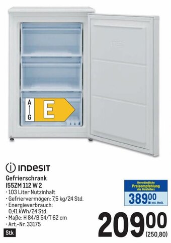 Metro indesit Gefrierschrank I55ZM 112 W 2 Angebot