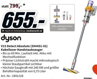 Media Markt dyson V15 Detect Absolute (394451-01) Kabelloser Handstaubsauger Angebot