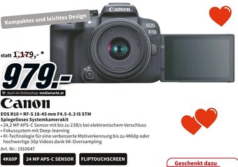 Media Markt Canon EOS R10+ RF-S 18-45 mm F4.5-6.3 IS STM Spiegelloses Systemkamerakit Angebot