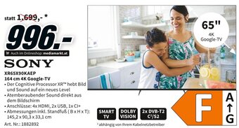 Media Markt SONY XR65X90KAEP 164 cm 4K Google-TV Angebot