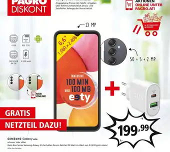 Pagro Diskont SAMSUNG Galaxy A14 schwarz oder silber Angebot