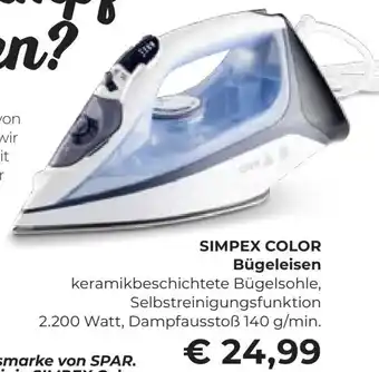 Interspar SIMPEX COLOR Bügeleisen keramikbeschichtete Bügelsohle, Angebot