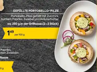 Billa GEFÜLLTE PORTOBELLO-PILZE Portobello-Pilze gefüllt mit Zucchini, buntem Paprika, Zwiebel und Kräuterbutter ca. 250 g Angebot