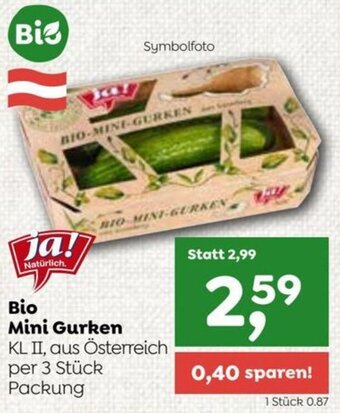ADEG Bio Mini Gurken KL II, aus Österreich per 3 Stück Packung Angebot