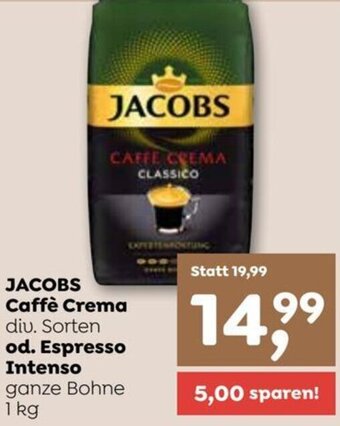 ADEG JACOBS Caffè Crema diu. Sorten od. Espresso Intenso ganze Bohne 1 kg Angebot
