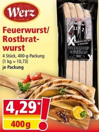 Norma Werz Feuerwurst/ Rostbrat- wurst 4 Stück, 400-g-Packung Angebot