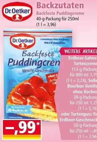 Norma Dr.Oetker Backzutaten Backfeste Puddingcreme 40-g-Packung für 250ml Angebot