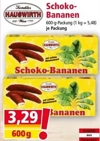Norma Kondilor HAUSWIRTH Schoko-Bananen 600-g-Packung Angebot